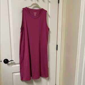 XXL-Long Sierra French Terry Women's Pink Sleeveless Dress
